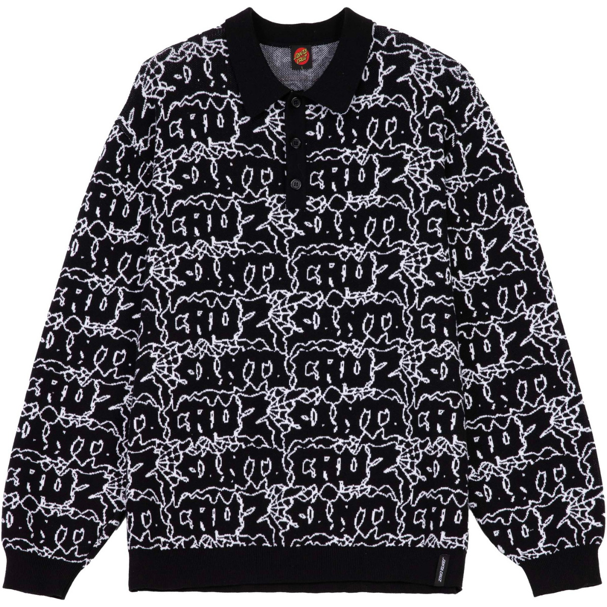 2026 Santa Cruz Mens Donnie Knit Polo SCA-CRW-9925 - Black Web